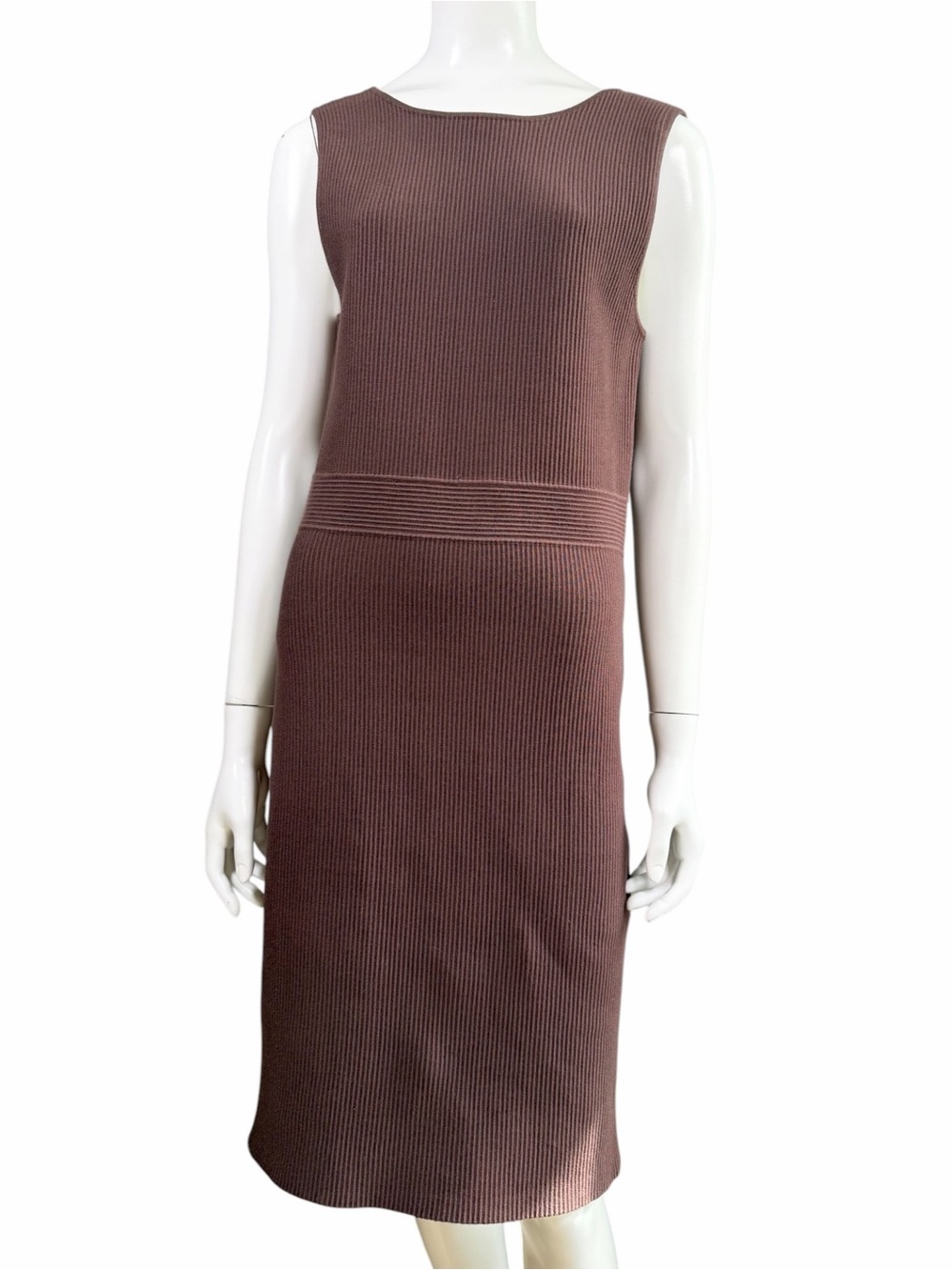 House of Harlow 1960 Brown Rib Knit Open Back Midi Dress L Stretch - Picture 2 of 9